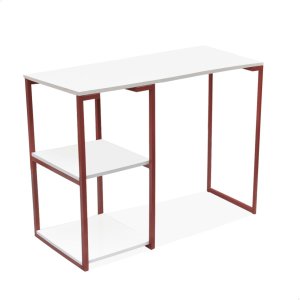 Mesa com Prateleira Industrial Nic 900 Cobre Tampo Branco