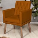Ver imagem 5 de Poltrona Decorativa Tecido Corano para Sala de Espera Comercial Base Fixa Pés em Madeira Natural