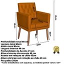 Ver imagem 2 de Poltrona Decorativa Tecido Corano para Sala de Espera Comercial Base Fixa Pés em Madeira Natural