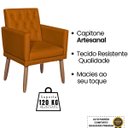 Ver imagem 4 de Poltrona Decorativa Tecido Corano para Sala de Espera Comercial Base Fixa Pés em Madeira Natural