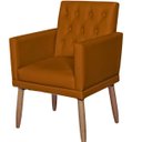 Ver imagem 1 de Poltrona Decorativa Tecido Corano para Sala de Espera Comercial Base Fixa Pés em Madeira Natural