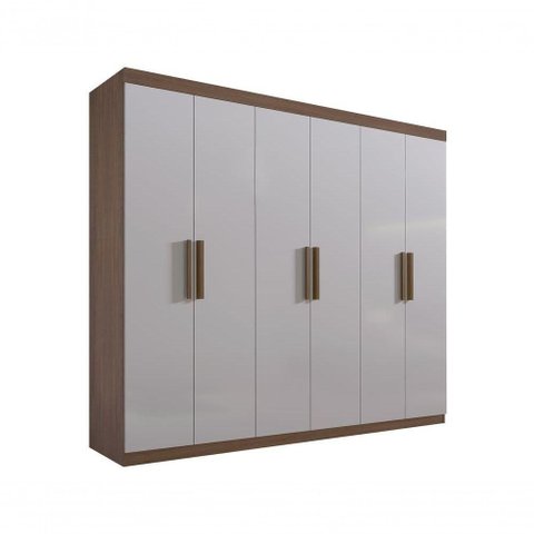 Guarda Roupa Casal Colibri 6 Portas 6 Gavetas sem Pés - D Doro Castanho/off White