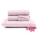 Ver imagem 1 de Jogo Cama Lençol Unique Solteiro 400 Fios Ponto Palito 3 Peças - Rosa