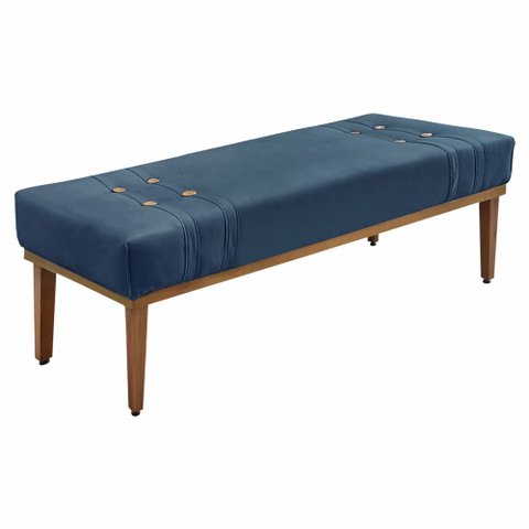 Calçadeira Recamier Queen 1,60m Gênova Veludo - Pallazio - Azul Marinho