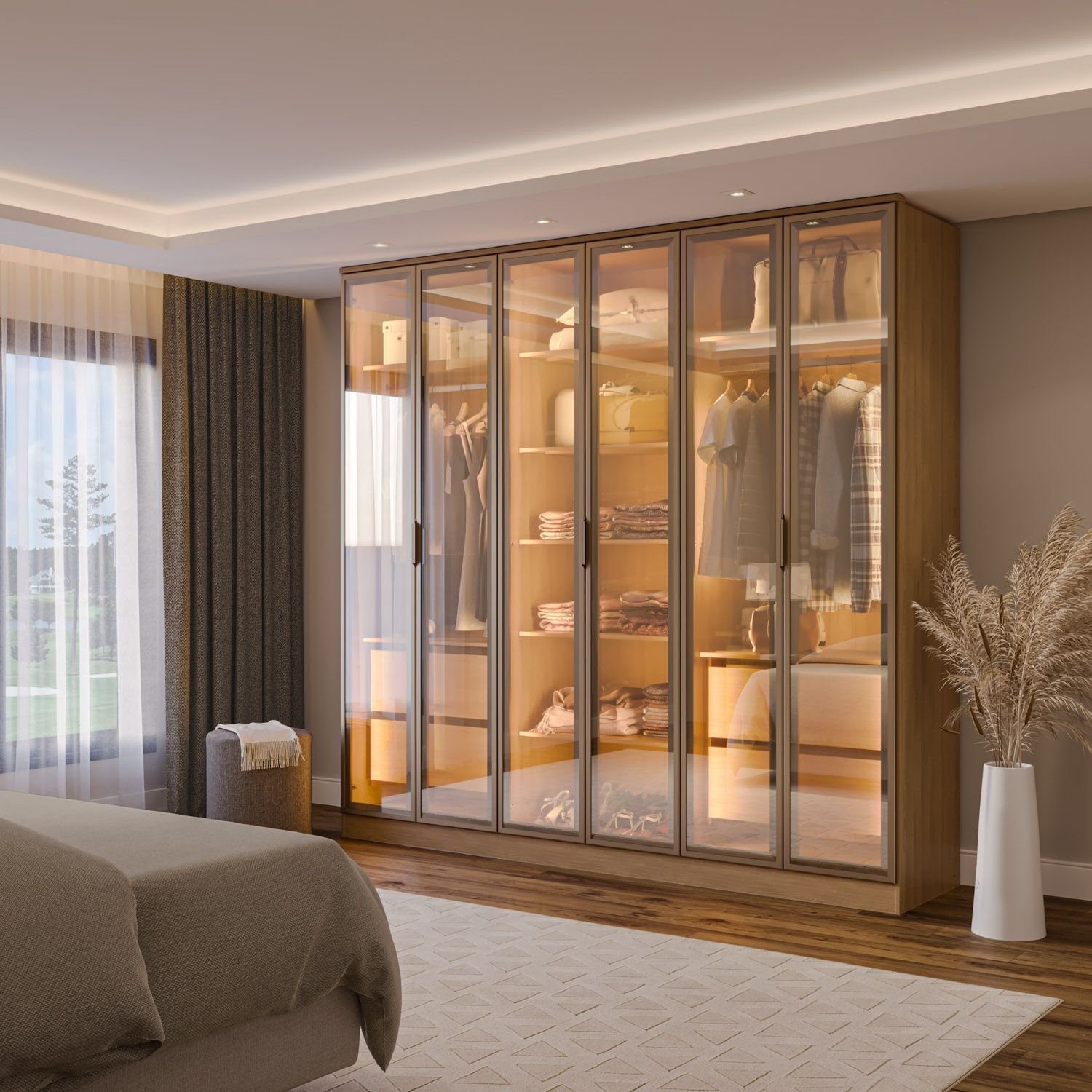 Guarda-roupa 6 Portas Reflecta com Led 100% Mdf Orion Cabecasa Madeiramadeira