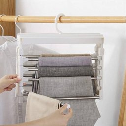 Cabide 5 em 1 Retrátil Organizador de Calças Vestidos e Roupas Multiuso Ganha Espaço - 5