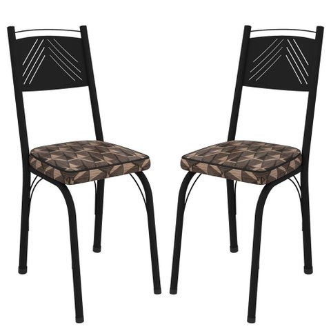 Kit 2 Cadeiras de Jantar em Aço Tubular 151 Sf Preto/mosaico Palha - Combo Stock