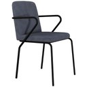 Ver imagem 1 de Cadeira Estofada para Sala de Jantar com Braço Loft Preto C01 Bouclê Nuvem - Lyam Decor
