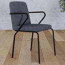 Ver imagem 2 de Cadeira Estofada para Sala de Jantar com Braço Loft Preto C01 Bouclê Nuvem - Lyam Decor