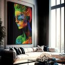 Ver imagem 1 de Quadro Decorativo Mulher Colors em Moldura Caixa Tacolado Moldura Trad 1cm Branca com Vidro 40 X 60c