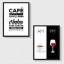 Ver imagem 2 de Kit 2 Quadros Café e Vinho 33x24cm - com Vidro:madeira Branca