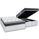 Ver imagem 1 de Cama Box Baú Queen: Colchão Espuma Probel D23 Guarda Costas Black + Base CRC Courano White(158x198)