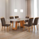 Ver imagem 1 de Mesa de Jantar Carolina Tampo 180cm MDF Vidro Canto Copo e 6 Cadeiras Athenas