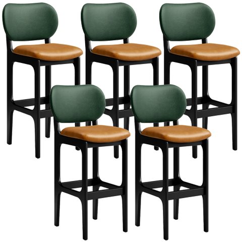 Kit 5 Banquetas Alta Bar Cozinha Jantar Betta L02 Preto Couríssimo Whisky Facto Verde - Lyam Decor