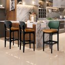 Ver imagem 2 de Kit 5 Banquetas Alta Bar Cozinha Jantar Betta L02 Preto Couríssimo Whisky Facto Verde - Lyam Decor
