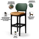 Ver imagem 4 de Kit 5 Banquetas Alta Bar Cozinha Jantar Betta L02 Preto Couríssimo Whisky Facto Verde - Lyam Decor