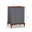 Ver imagem 4 de Cômoda Clássica com 4 Gavetas Pés Luis Xv 60400 Linz Móveis - Cinza/imbuia Glazer