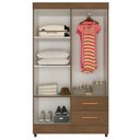 Ver imagem 3 de Guarda Roupa Solteiro Lite 4 Portas e 2 Gavetas Carvalho Oak - Móveis Leão