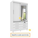Ver mais imagens de Guarda Roupa Solteiro 2 Portas 6 Gavetas C/ Espelho e Pés Chicago Tcil Móveis Guarda Roupa Solteiro