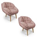 Ver imagem 1 de Kit 2 Poltronas Marcela Bouclê Rosa Pés Palito - Pallazio