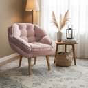 Ver imagem 2 de Kit 2 Poltronas Marcela Bouclê Rosa Pés Palito - Pallazio