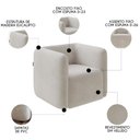 Ver imagem 3 de Poltrona para Sala de Estar Decorativa Quadrada Maggie K04 Veludo Bege - Mpozenato