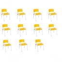 Ver imagem 1 de Kit 11 Cadeira Iso Infantil Creche, Base Branco Amarelo