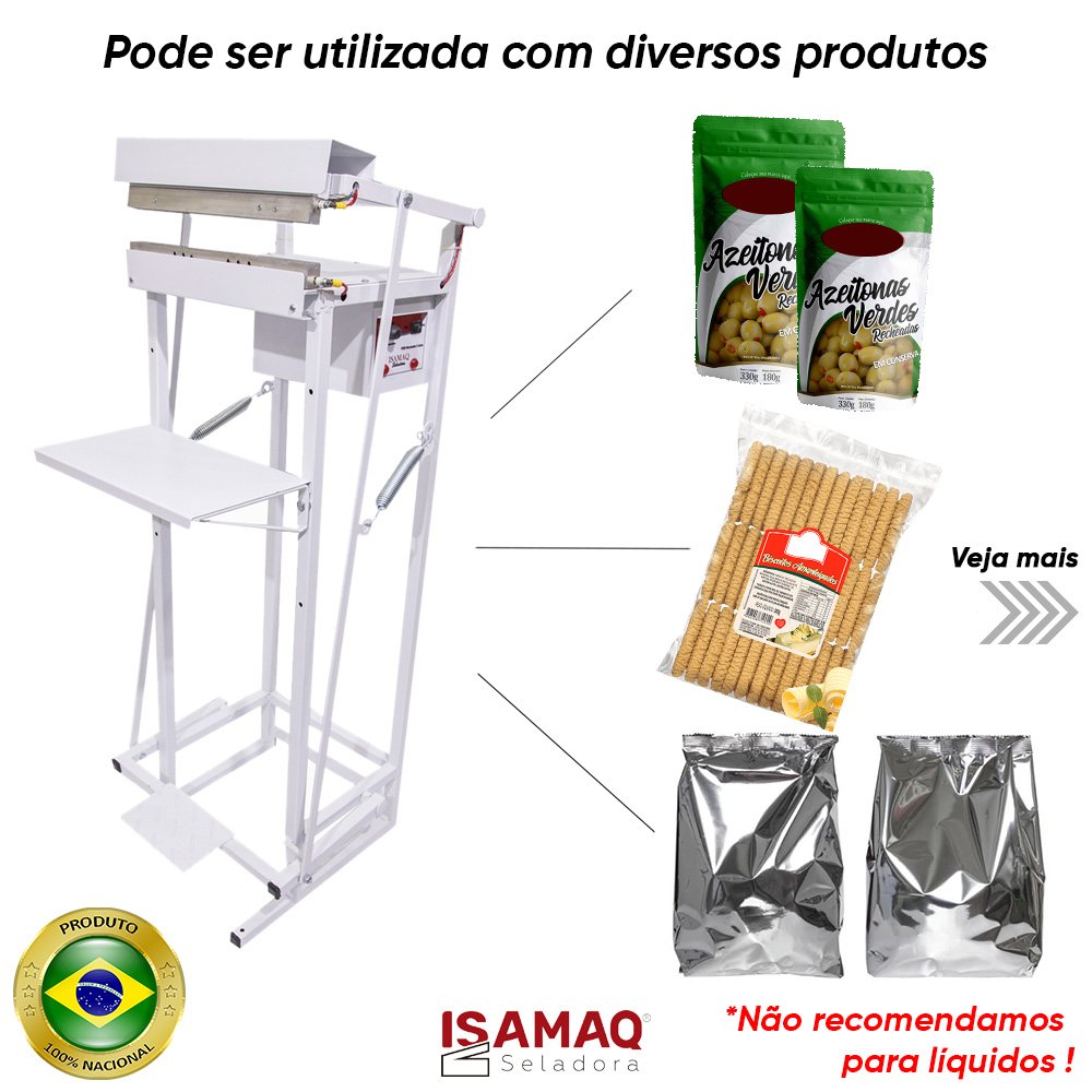 Seladora para Embalagem Aluminizada com 2 Datas Recravada Pedal 30cm - 4