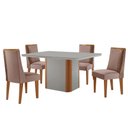 Ver imagem 1 de Mesa de Jantar Isadora 120cm Tampo Mdf Vidro com 4 Cadeiras Diane