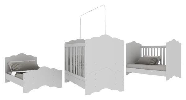 Berço Nuvem com Grade PVC Branco para Colchão 130x70cm Ref. 0536Pa - 7