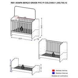 Berço Nuvem com Grade PVC Branco para Colchão 130x70cm Ref. 0536Pa - 4