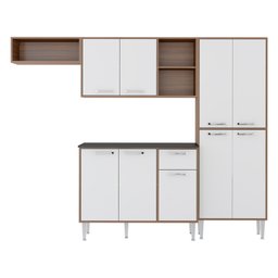 Cozinha Compacta xangai 9 Portas Multimóveis Nogueira/Branco - 2