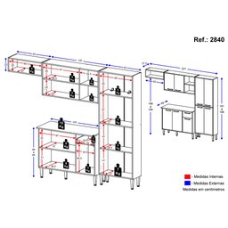 Cozinha Compacta xangai 9 Portas Multimóveis Nogueira/Branco - 4