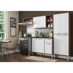 Cozinha Compacta xangai 9 Portas Multimóveis Nogueira/Branco - 6