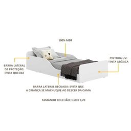 Cama Montessoriana Multimóveis 100% MDF para Colchão 150x70cm Branca - 4