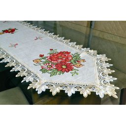Caminho de Mesa Red Flower - 1,80 m Arte & Tear Caminho de Mesa Ponto Cruz - 1