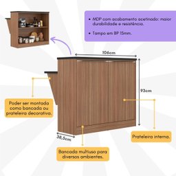 Bancada Multimóveis Calábria Divisória de Ambientes 5414 Nogueira - 4