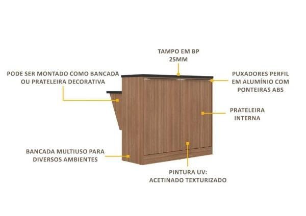 Bancada Multimóveis Calábria Divisória de Ambientes 5414 Nogueira - 4