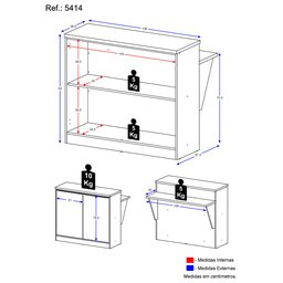 Bancada Multimóveis Calábria Divisória de Ambientes 5414 Nogueira - 5