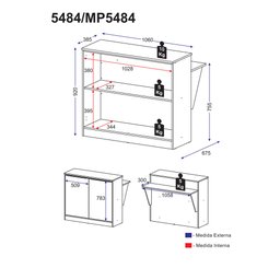 Bancada Balcão com Prateleira/Divisor de Ambientes Multimóveis 5484 Branca - 3
