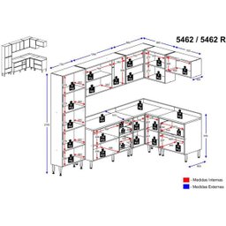 Cozinha Completa Multimóveis com 11 peças Calábria 5462R Nogueira - 3