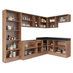 Cozinha Completa Multimóveis com 11 peças Calábria 5462R Nogueira - 5