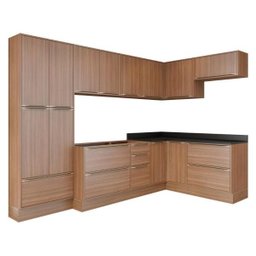 Cozinha Completa Multimóveis com 11 peças Calábria 5462R Nogueira - 2