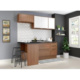 Cozinha Completa Multimóveis com 5 Peças Calábria 5460R Nogueira/Branco - 4