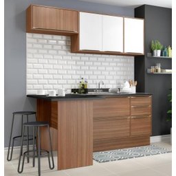 Cozinha Completa Multimóveis com 5 Peças Calábria 5460R Nogueira/Branco - 1