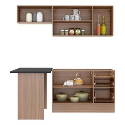 Cozinha Completa Multimóveis com 5 Peças Calábria 5460R Nogueira/Branco - 5