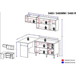 Cozinha Completa Multimóveis com 5 Peças Calábria 5460R Nogueira/Branco - 3