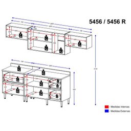Cozinha Completa Multimóveis com 5 peças Calábria 5456 Nogueira/Branco - 3 Cozinha Completa Multimóveis com 5 peças Calábria 5456 Nogueira/Branco - 3