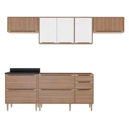 Cozinha Completa Multimóveis com 5 peças Calábria 5456 Nogueira/Branco - 2 Cozinha Completa Multimóveis com 5 peças Calábria 5456 Nogueira/Branco - 2