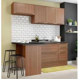 Cozinha Completa Multimóveis com 5 Peças Calábria 5460R Nogueira - 1 Cozinha Completa Multimóveis com 5 Peças Calábria 5460R Nogueira - 1